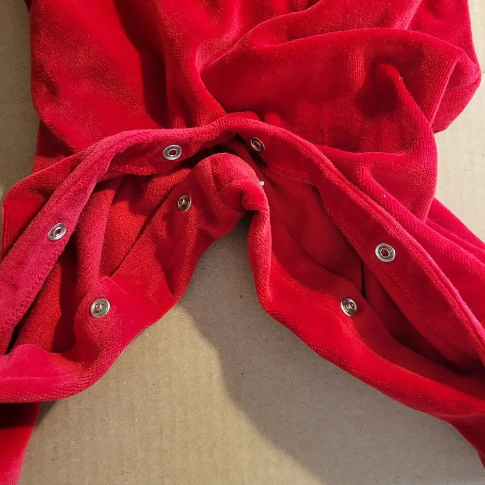 Baby Beginnings Red One piece Velour Jumper Sweatsuit Race Suit Soft 3-6 M